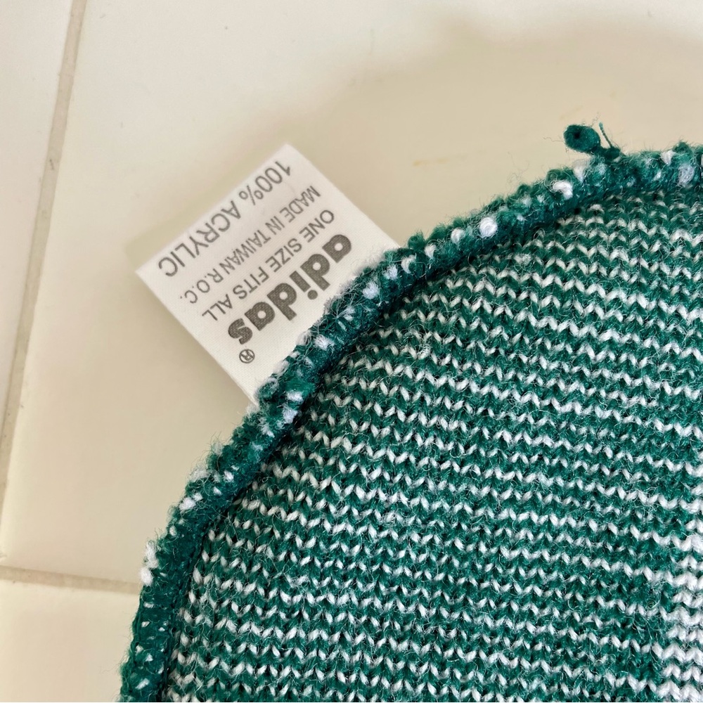 VTG ADIDAS 3 Stripes Green Cuffed Folded Adult Unisex One Size Beanie Hat Cap - Picture 4 of 5